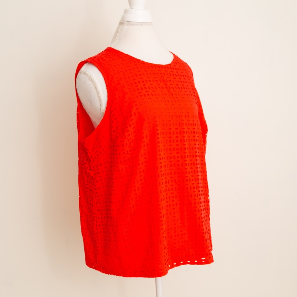 New Red Laser Cut Tank Blouse